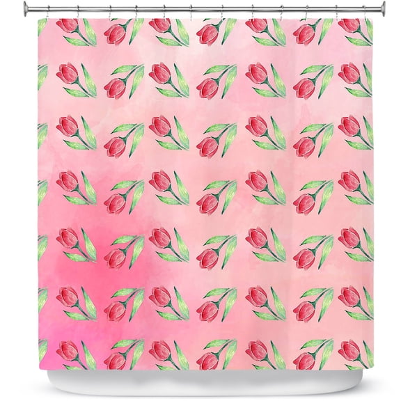 Shower Curtains 70" x 73" from DiaNoche Designs by Sylvia Cook - Pink Tulips