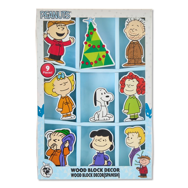 Peanuts, 9 Piece Boxed Figurine Set, Wood Block, Tabletop Décor