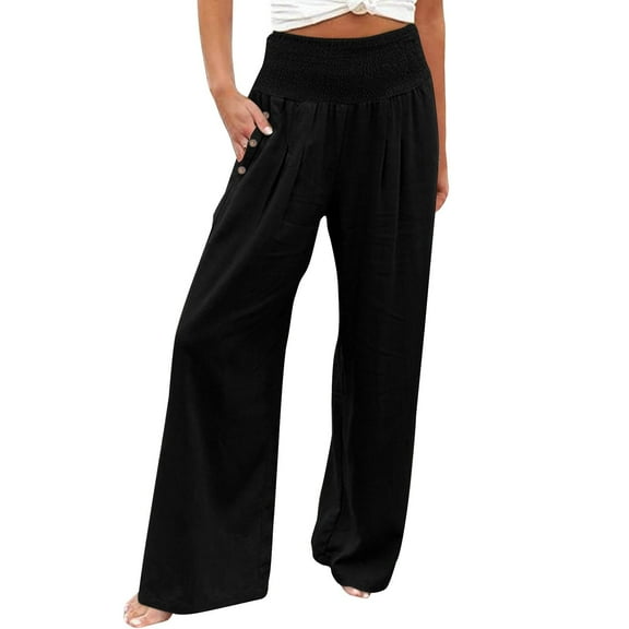 Business Casual Clothes Women Pants for Women Casual Summer Pants for under 10 Womens Summer Outfits Business Petite plus Size Long Fashion Elastic Waist Pant With Black XXL