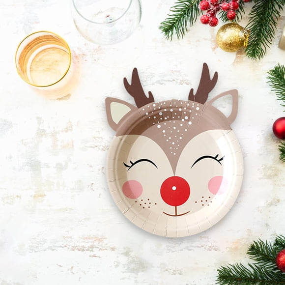 Offres du Vendredi Fou 2024, Offres du Cyberlundi 2024 Ihhxbz Nouvelles Fournitures de Décoration de Fête de Noël Assiettes en Papier Jetables Assiettes de Dîner Father Christmas Assiettes de Cerf Assiettes de Décoration de Fête à la Maison