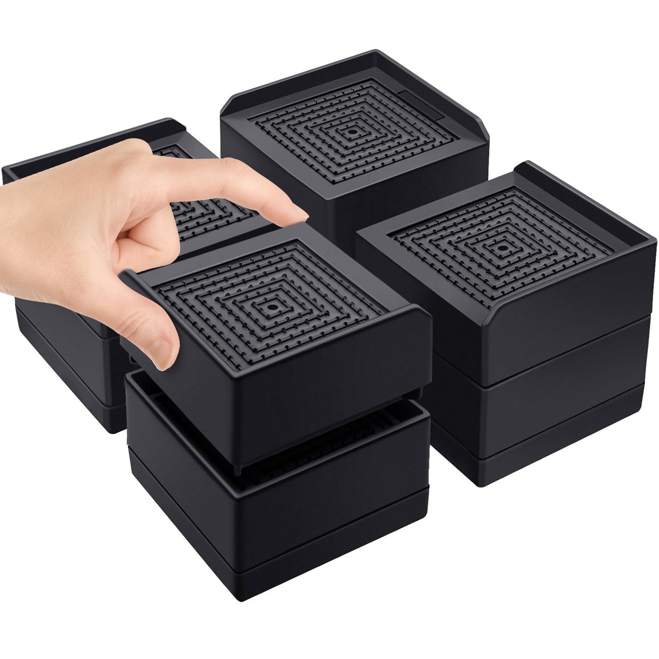Aovky Furniture Risers, 1.5 or 3 Inch Heavy Duty Adjustable Bed Risers, Square Furniture Bed Lifts Risers for Sofa Table Couch Desk Chair Legs Support Up to 1100 Pounds, 4 Pack
