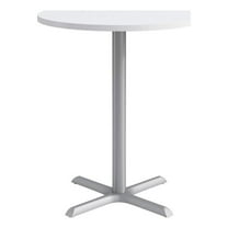 KFI Studios 36in Round Dining Table - 42in H - White Top - Silver Base