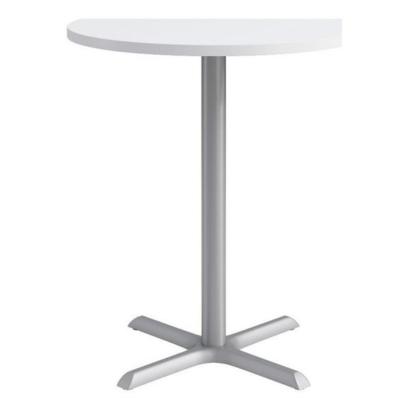 KFI Studios 36in Round Dining Table - 42in H - White Top - Silver Base