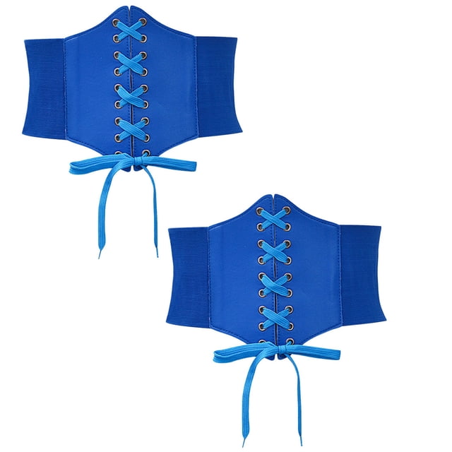 Corsé moldeador de cintura para mujer, 2 piezas, color sólido, estilo ancho, correa ajustable, estilo corte, 68 cm, faja de PU para mujer