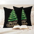 thumbnail image 3 of Black Green Christmas Outdoor Waterproof Pillow Covers, Xmas Tree Modern Abstract Art Decorative Square Throw Pillowcase Sofa Cushion Sham for Patio/Couch/Chair, 26"x26" 2 Pack, 3 of 8