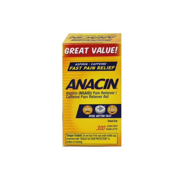 Anacin Fast Pain Relief Pain Reducer Aspirin Tablets, 300 Tablets (Pack Of 2)