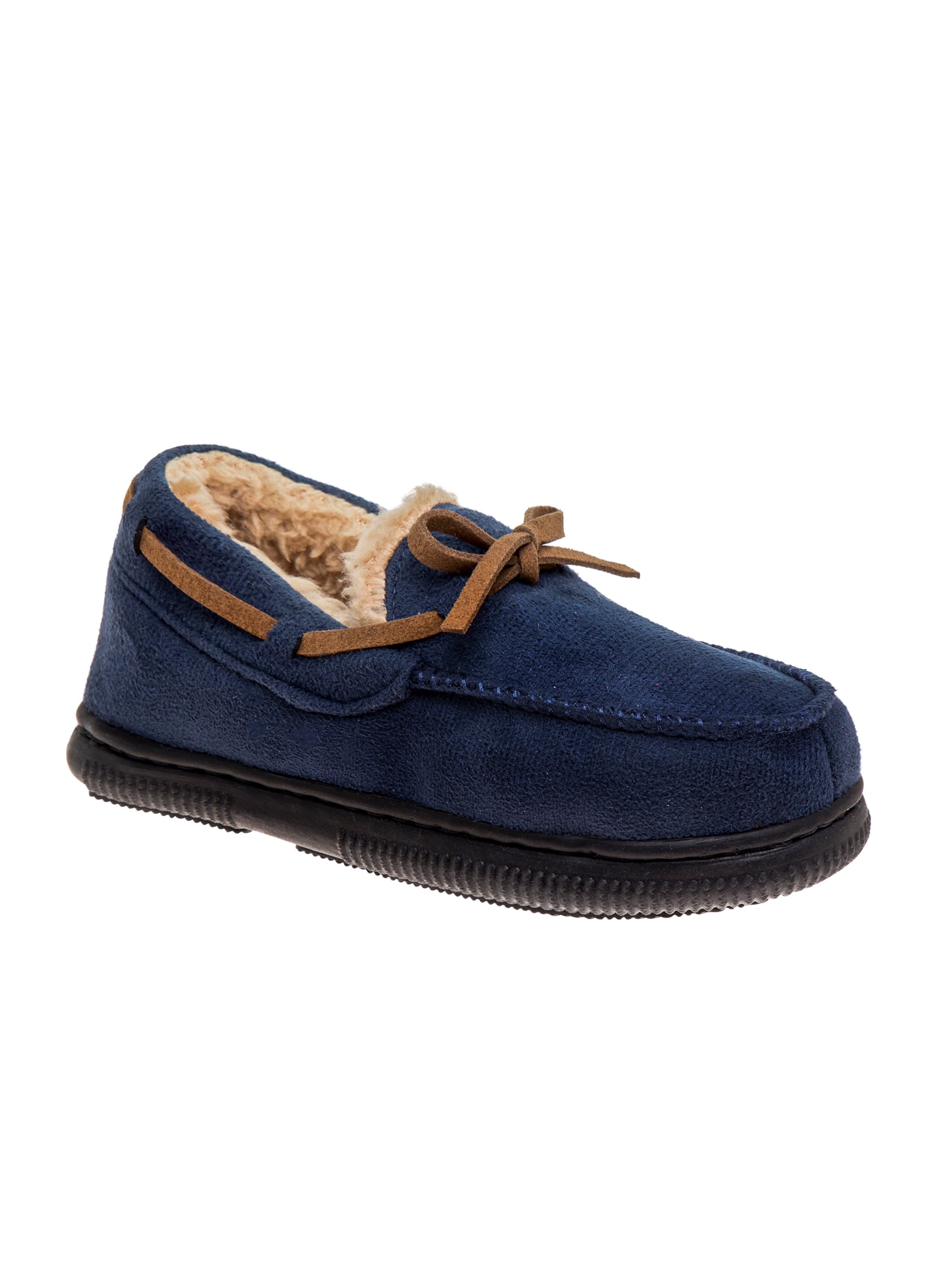 Josmo Little \u0026 Big Boys Faux Fur Slip on Moccasin Slipper, Sizes 12-4, Boy's, Blue