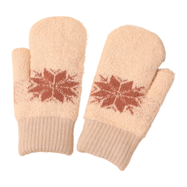 GDREDA Winter Jacquard Thermal Knitted Mittens for Extreme Cold Weather Outdoor Activities with Windproof Warmth and Touchscreen Compatibility Beige,One Size