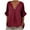Wine, variant on HUJlwoi Button down Shirts for Women Cotton Linen V-Neck Half Sleeve Casual Tops Loose Fit Solid Color Tees Summer Vacation Clothes