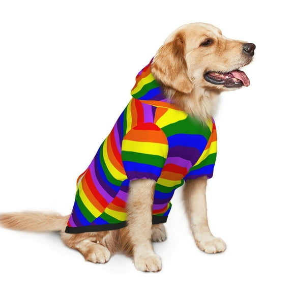 Gay-Pride Flag Dog Hoodie Pet Coat for Medium and Large Dogs Daily Use Small