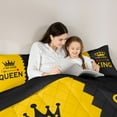 thumbnail image 5 of Homewish Queen And King Bedding Comforter Set,Princess Crown Twin Comforter Sets,Yellow Black Bedding Set For Girl Kids,Ultra Soft Home Decor Reversible,2-Piece, 5 of 8