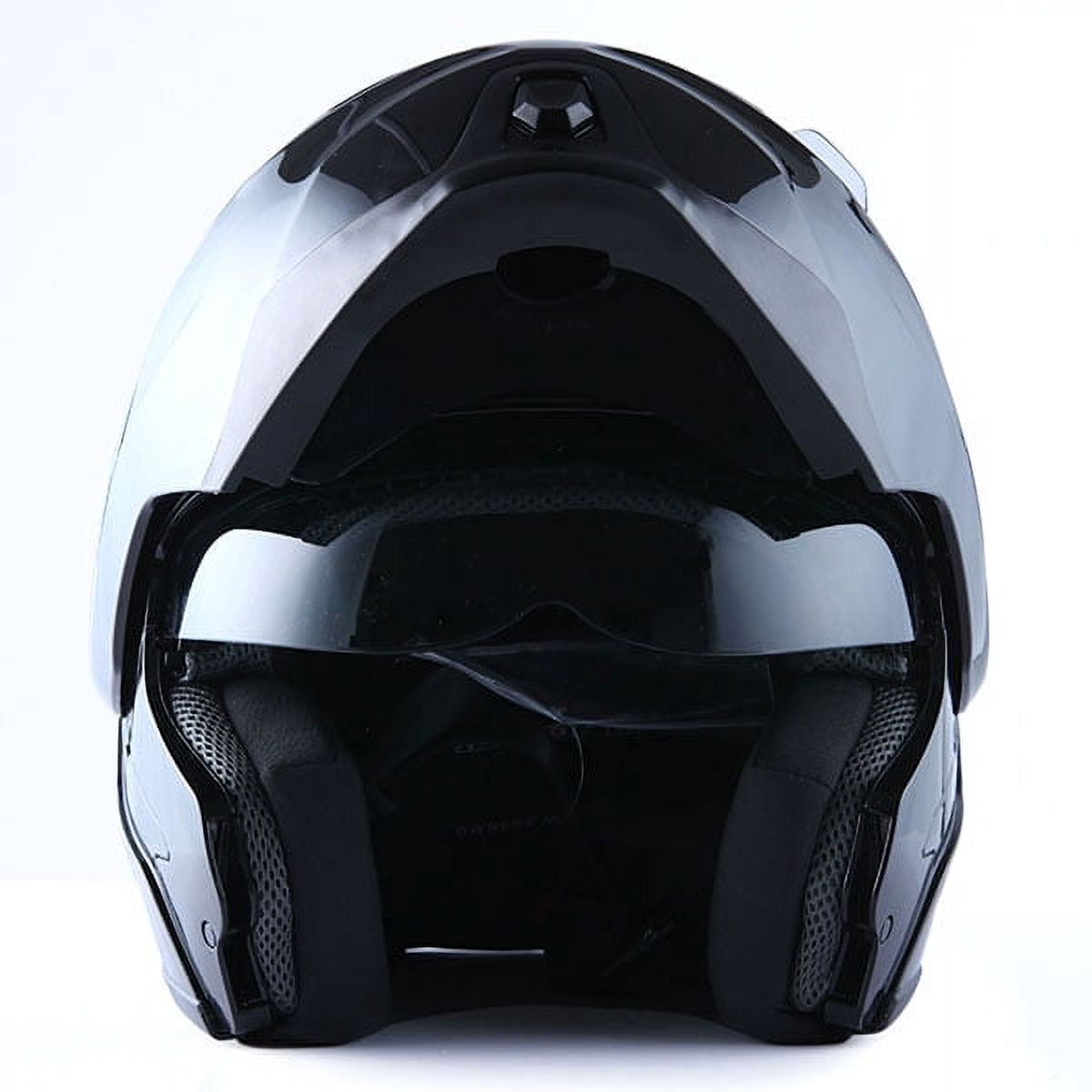 1Storm Motorcycle Street Bike Modular/Flip up Dual Visor/Sun Shield Full Face Helmet HG339 Glossy Black