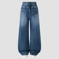 thumbnail image 5 of enyan Girls Jeans Denim Elastic Wasit Wide Leg Baggy Pants Kids Clothes Girls Wide Leg Jeans Dark Blue,13-14 Years, 5 of 7