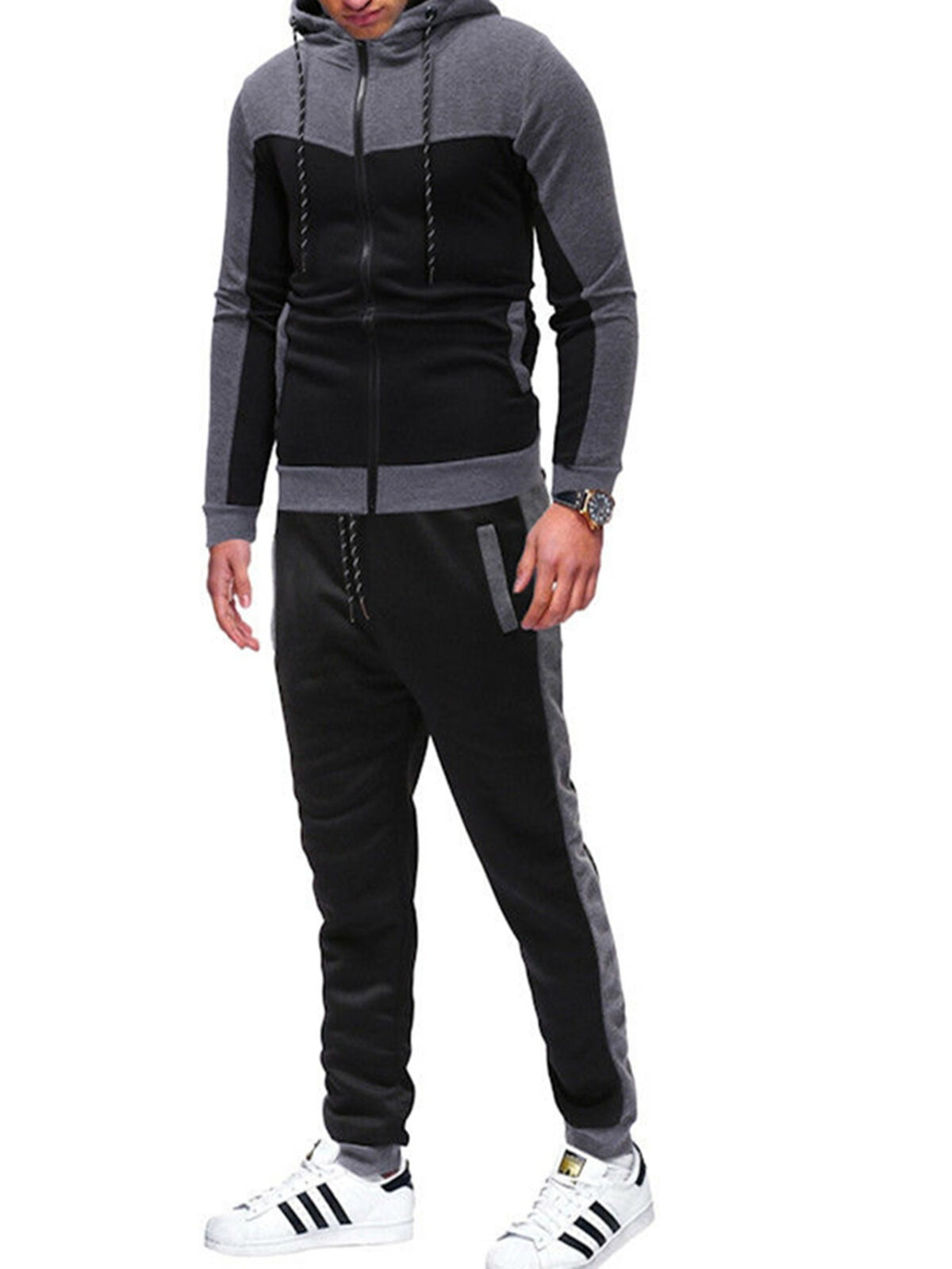 Mens Full Zip Tracksuit Set Jogging Sweatsuit Activewear Hoodie Pants Sets Fall Winter Clothes 