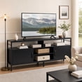 thumbnail image 2 of Industrial TV Stand for 55"/60"/65" Inch TVs with Adjustable Shelf, Entertainment Centre with 2 Door & Open Shelf,Black, 2 of 9