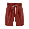 thumbnail image 3 of TQWQT Bermuda Shorts for Women Cotton Shorts Knee Length Drawstring Elastic Waist Trendy Summer Knee Length Shorts Dressy Casual Long Shorts with Pockets Brown XL, 3 of 5