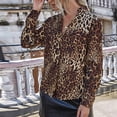 thumbnail image 2 of Blusa de camisa con cuello en V transpirable de manga larga con estampado de leopardo para mujer a la moda Fridja  ghj987+2028, 2 of 9