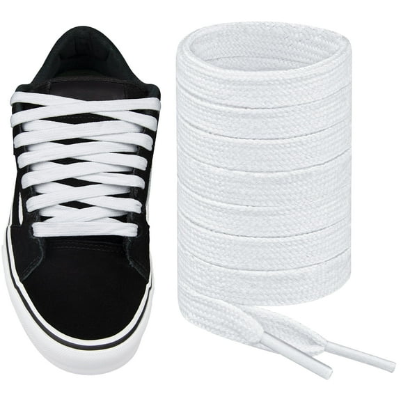 Endoto Shoelaces Replacement Flat Shoe Laces for Vans Skate Sneaker Shoes Old Skool(Color:White,Size:36Inch)
