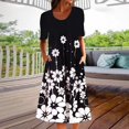 thumbnail image 2 of CNKOO Femmes Grande Taille Impression Col Rond Robe Demi-Manche Été Rétro Robes de Plage Florales pour les Femmes 2022, 2 of 6