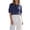 Dark Blue, variant on Cotton Linen Crew Neck Tie Front Puff Sleeve T Shirt Casual Loose Breathable Short Sleeve Tops