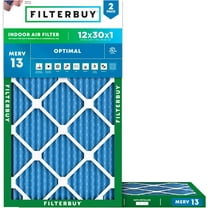 Filterbuy 12x30x1 MERV 13 Health Defense, Pleated HVAC AC Furnace Air Filters (2-Pack)
