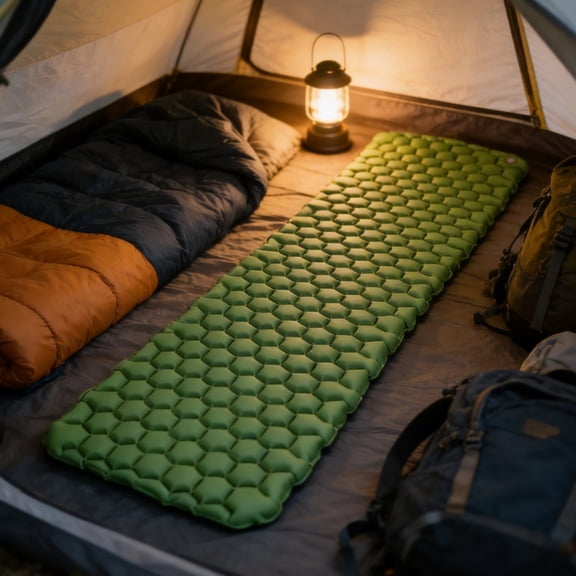 Ultralight Inflatable Sleeping Pad for Camping, High Insulation, Portable Packable Backpacking Sleeping Pad, 75.59 in / 192 cm Long, Compact Sleeping Pad with Storage Bag, Green