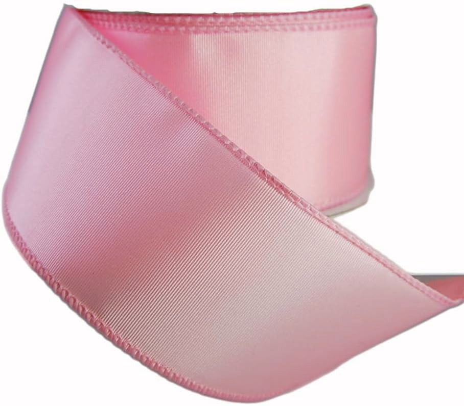 Wired Trenna Solid Color Light Pink Satin Ribbon 2 1/2" 25 Yards