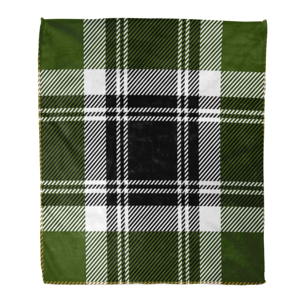 Hatiart Flannel Throw Blanket Black Abstract Green And White Flannel Throw Blanket Black Abstract