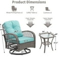 thumbnail image 3 of 3 Piece Outdoor Bistro Swivel Chairs Set, Patio Bistro Set w/ 360° Swivel Rocking Chairs & Table, All-Weather Conversation Set with Metal Frame for Patio Backyard Porches or Garden - Blue, 3 of 9