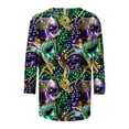 thumbnail image 4 of AGWOLF Womens 3/4 Sleeve Mardi Gras Shirts Funny Mask Graphic Round Neck Tops Fat Tuesday Party Costume Festival Pullover, 4 of 5