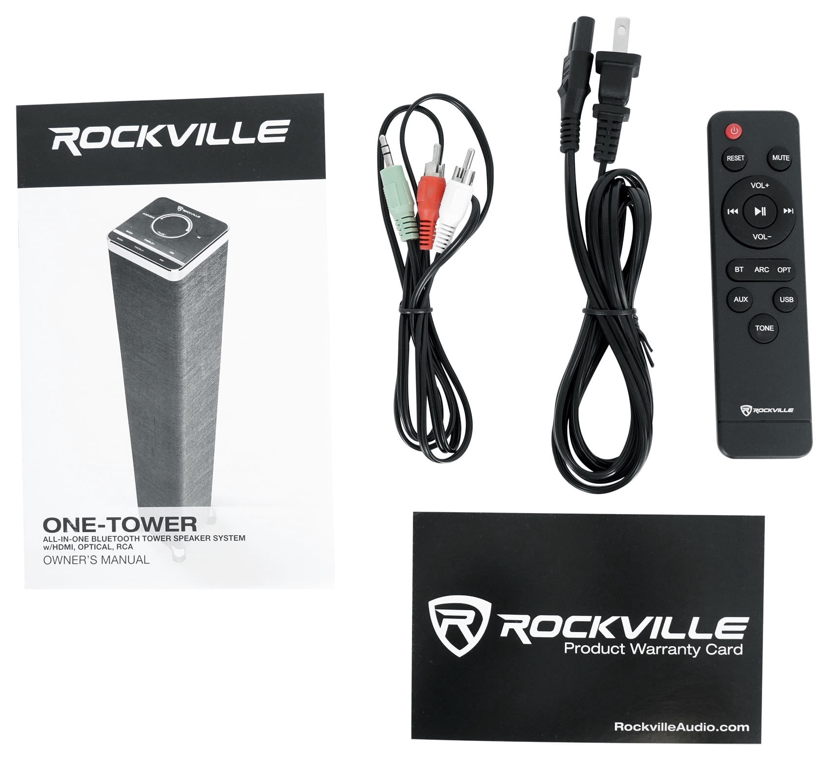 Rockville ONE-TOWER BG All-In-One Bluetooth Speaker System+HDMI/Optical/RCA