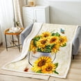 thumbnail image 2 of Sunflower Throw Blanket Throw 50x60,Vintage Bohemian Flower Blanket,Rustic Farmhouse Butterfly Fleece Blanket,Boho Damask Background Sherpa Blanket,Oil Painting Style Bed Blanket,Yellow, 2 of 4