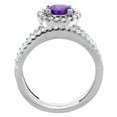 thumbnail image 2 of 10K White Gold Diamond Halo Genuine Amethyst Round 6mm 2-Piece Engagement Ring Set Floating size 6, 2 of 4