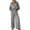 *Black, variant on Women Striped Lapel Button 3/4 Sleeve Shirt and Drawstring Wide Leg Pants 2 Piece Outfit Set ,Casual Loose Vacation Suit Khaki,Women's Plus XXXL