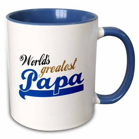 3dRose Worlds Greatest Papa - Best dad in the world - blue text on white - great for fathers day - Two Tone Blue Mug, (Best Fathers Day Wishes)