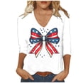 thumbnail image 2 of Xucatan Womens 3/4 Sleeve V Neck American Flag T-Shirts 4th of July Independence Day Summer Graphic Tee Top Gift, 2 of 7