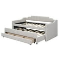 thumbnail image 7 of Bed Frame Twin Size Upholstered Daybed with Trundle and Three Drawers,Beige, 7 of 7