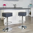 thumbnail image 3 of Contemporary Gray Vinyl Adjustable Height Barstool with Square Seat and Chrome Base, 3 of 4