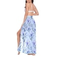thumbnail image 3 of Women Sarong Wraps Purple Flowers Swimsuit Beach Pareo Bikini Coverups Skirt L, 3 of 7