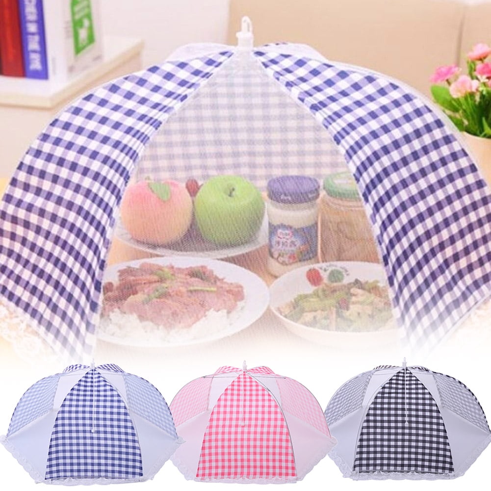 LINASHI 18inch Round Grids Food Covers Mesh Plate able Meal Food Cover , Net Screen Umbrella for
