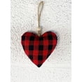 thumbnail image 1 of Set Of 6 Red And Black Buffalo Check Heart Ornament, 1 of 1