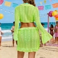 thumbnail image 5 of Yuanlook Women 4 Piece Swimsuit Halter Triangle High Cut Bikini Set with Coverup Top and Skirt - Green - S, 5 of 6