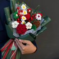 thumbnail image 4 of Ramo de flores de Navidad de punto, flores terminadas a crochet, flores de Papá Noel hechas a mano, regalo de Año Nuevo para fiesta de Navidad, decoración del hogar, 4 of 5
