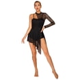 thumbnail image 2 of Aislor Robe de Danse Lyrique pour Femmes une Épaule Manches Longues Dentelle Maille Robe de Patinage Noir L, 2 of 7