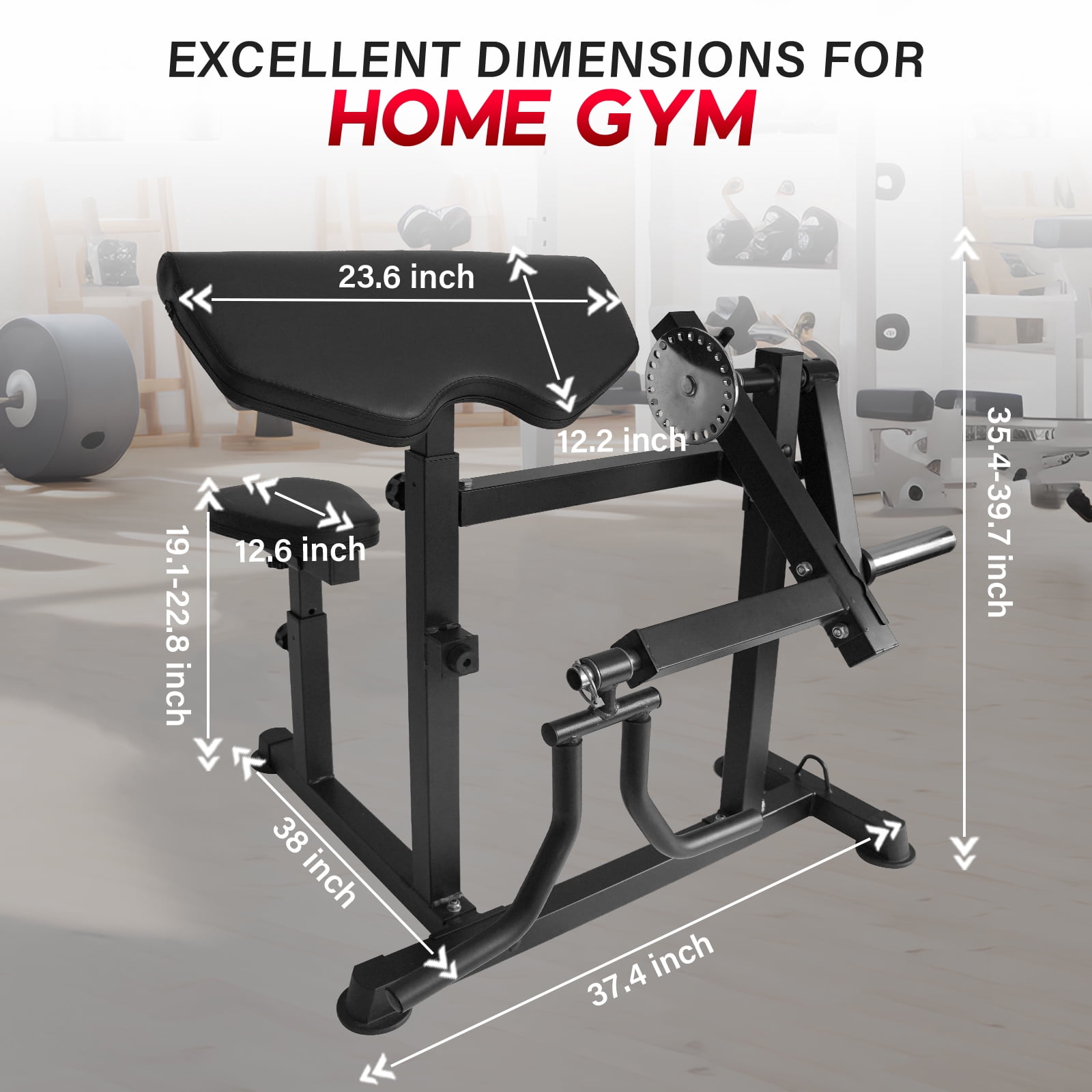 HeeH Preacher Curl Machine Bench : 2-in-1 Bicep Curl & Tricep Extension Machine for Arm Workout Home Gym Equipment (Black)