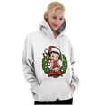 thumbnail image 4 of Betty Boop Christmas Santa Wreath Hoodie Sweatshirt Women Brisco Brands L, 4 of 6