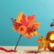 thumbnail image 4 of Hojas de arce artificiales de otoño, follaje falso para decoración de Halloween B, 4 of 8