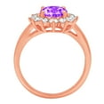 thumbnail image 2 of 2.72 ct Oval Cut Natural Amethyst with Simulated Diamond Halo Accents 14K Rose Gold Womens Engagement Ring, 2 of 3