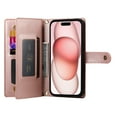 thumbnail image 7 of Allytechgroup Wallet Case for Apple iPhone 16 Plus, 9 Cards Holder + Zipper Pocket + Hand Wrist Shockproof Stand Flip Cover RFID Blocking Phone Case for Women Men, Pink, 7 of 7