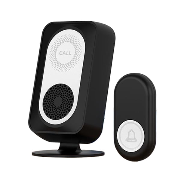 Matsuzay Timbre inalámbrico resistente al agua con botón agrandado, fácil para personas mayores que llaman, resistente al agua para el hogar Cerraduras de hardware negro